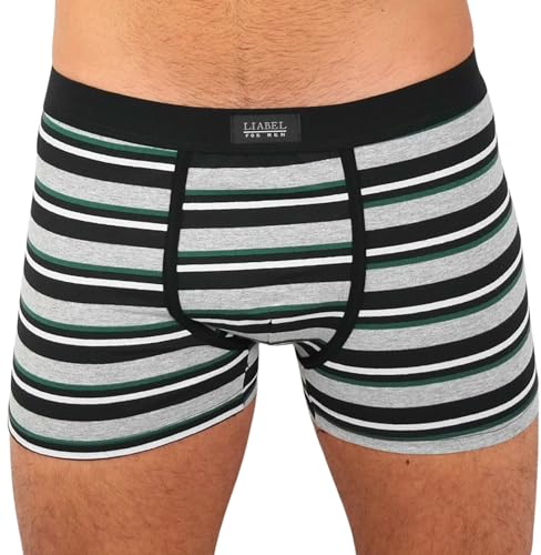 o-day Liabel   6 Boxer Uomo Cotone Elasticizzato Mutande Uomo Cotone Traspirante Set Mutande Uomo Colorati Bianco Nero e Colorati Underwear Uomo Kit Boxer No Stress (L, Fantasia)