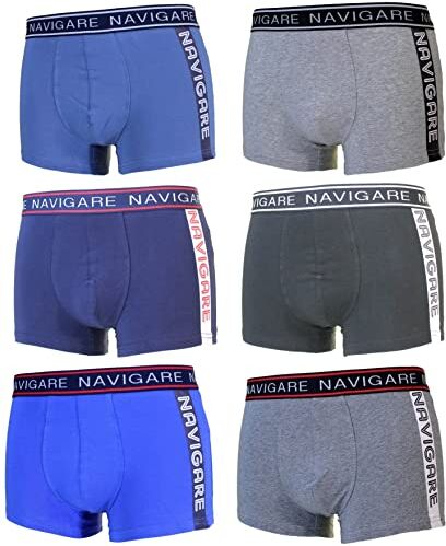 Navigare 6 Boxer Uomo Underwear Mutanda Intimo Elasticizzato Elastico Esterno Varie Fantasie (M, 21144Z)