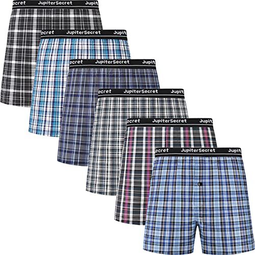 JupiterSecret Boxer Uomo Cotone Leggeri e Traspiranti Mutande Uomo Boxer Americani da 6 e 10 Pezzi, Boxer Uomo Colorati da 6 Pezzi, M