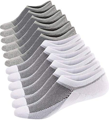 Ueither Calzini Fantasmini Uomo Sneaker Calze Taglio Basso Corti，Calze Invisibili in Cotone (Bianca/Grigio (3 Paia Ogni),38-44)