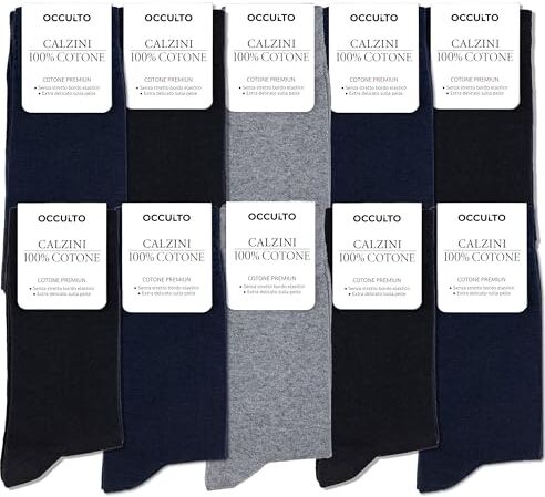 Occulto calze uomo 100% cotone pacco da 10-20 (modello: ) 43-46 4 Paia Nero   4 Paia Navy   2 Paia Grigio