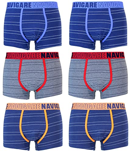 Navigare 6 Boxer Uomo Underwear Mutanda Intimo Elasticizzato Elastico Esterno Varie Fantasie (M, 21156Z)
