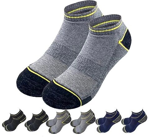 Lucchetti Socks Milano Calze da Lavoro Estive Uomo Corte Fantasmini Uomo Cotone Calzini Uomo Corti alla Caviglia Traspiranti e Rinforzati Soletta in Spugna (6 Paia, 47-50)