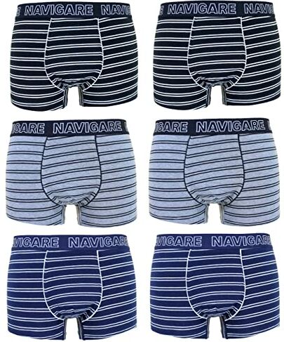 Navigare 6 Boxer Uomo Underwear Mutanda Intimo Elasticizzato Elastico Esterno Varie Fantasie (M, 21175Z)