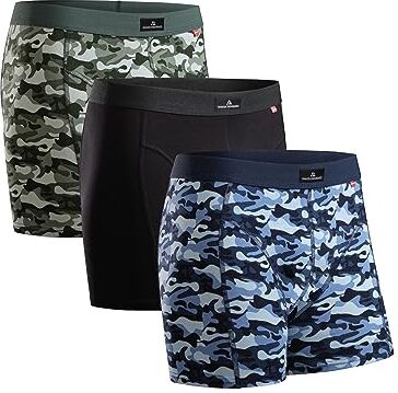 DANISH ENDURANCE 3 Boxer in Cotone Elasticizzato, Mutande Intimo Classico, da Uomo, Multicolore (1x Blu Militare, 1x Nero, 1x Verde Militare), M