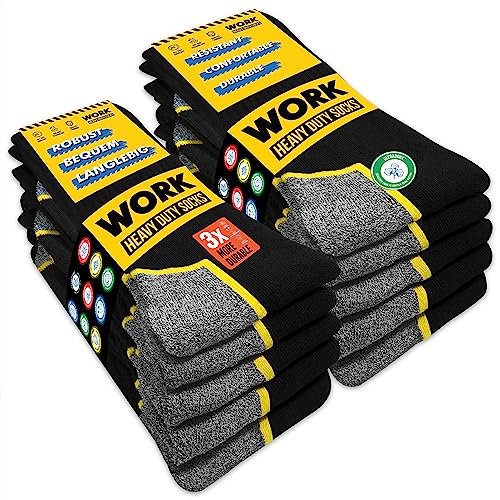 SOXCO 10 paia calze da lavoro uomo confezione da 10 paia WORK Socks, 47-50