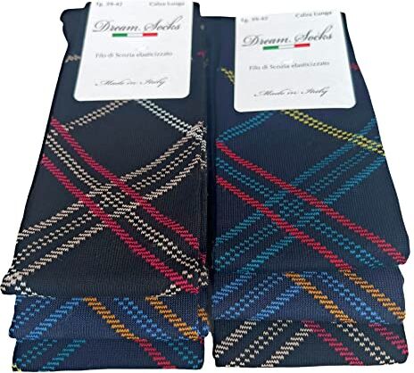 DREAM SOCKS Calze LUNGHE da Uomo in Cotone Filo Di Scozia Elasticizzate,Molto Leggere,Colorate-Disegnate-Tinta Unita,Made In Italy (43-46, 6 X Set. NEW SCOTTISH)