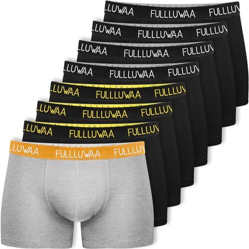 Fullluwaa Boxer da uomo in cotone, confezione da 8 pezzi, taglie S, M, L, XL, XXL, XXXL, 1×grigio/arancione, 3×nero/marrone, 4×nero/grigio, XXXL