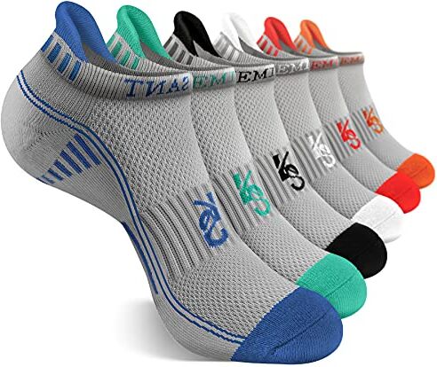 KEMISANT Calzini Uomo Corti 6 paia, Calze Uomo Corte Sportive Traspirante Calze Alla Caviglia,Assorbimento Dell'umidità,6 Paia-Grigio2601,47-50 EU