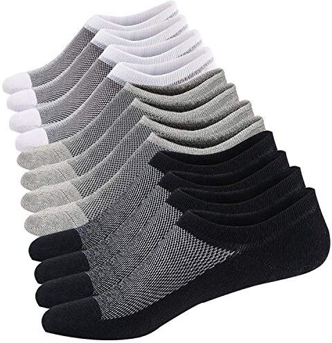 Ueither Calzini Fantasmini Uomo Sneaker Calze Taglio Basso Corti，Calze Invisibili in Cotone (Nero/Bianca/Grigio (2 Paia Ogni),44-48)