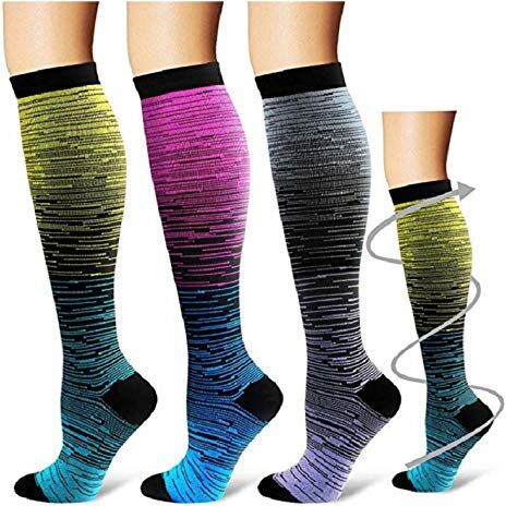 yzdha Calze A Compressione In Nylon Per Lo Sport All'Aperto S/M Giallo * 3 Coppie