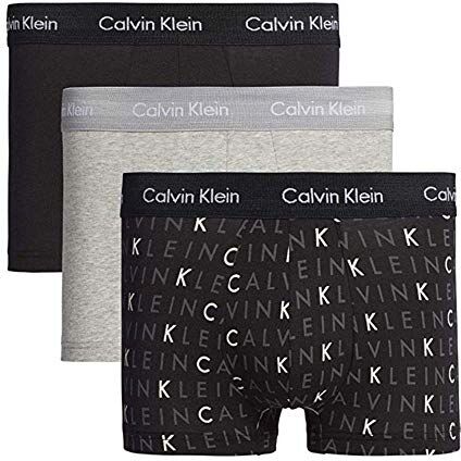 Calvin Klein Low Rise Trunk 3pk 0000, Boxer a vita bassa Uomo, Multicolore (Black/Grey Heather/Subdued Logo), XL