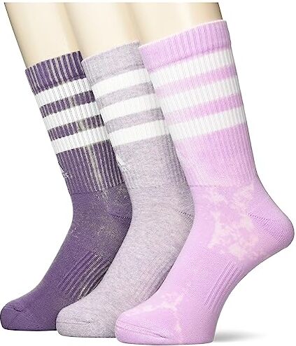 Adidas 3-stripes Stonewash Crew 3 Pairs Socks, Calze Unisex Adulto, Shadow Violet/Bliss Lilac/White, 40-42 (Pacco da 3)