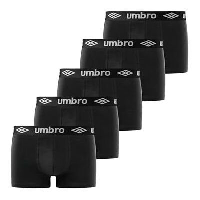 Umbro Mutande Boxer Uomo 100% Cotone, Set da 5, Nero CLA (2XL) Umbro Mutande Boxer Uomo 100% Cotone, Set da 5, Nero CLA (2XL)