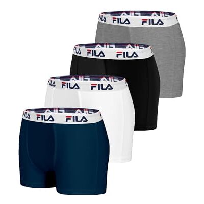 Fila Mutande Boxer Uomo Cotone, Set da 4, Grigio A (M) Fila Mutande Boxer Uomo Cotone, Set da 4, Grigio A (M)