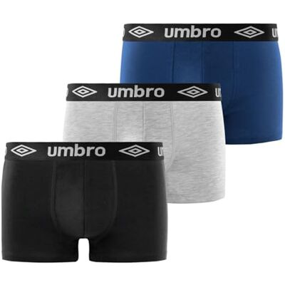 Umbro Mutande Boxer Uomo 100% Cotone, Set da 3, Blu NGM (M) Umbro Mutande Boxer Uomo 100% Cotone, Set da 3, Blu NGM (M)