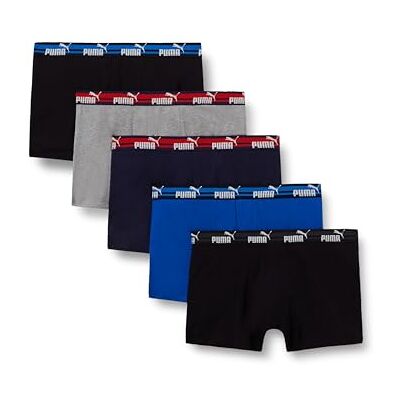 Puma Men's Men Bold Logo Boxer, Blue/Grey/Black, XL (5er Pack) Puma Men's Men Bold Logo Boxer, Blue/Grey/Black, XL (5er Pack)