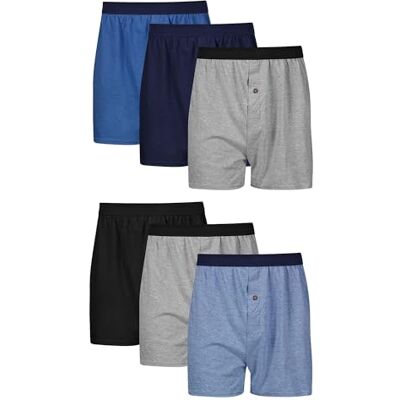 Hanes Men's Knit Boxers, 6 Pack, Blue/Black/Grey, Large Hanes Men's Knit Boxers, 6 Pack, Blue/Black/Grey, Large