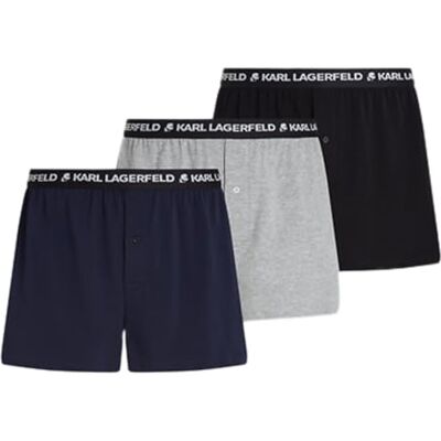 Lagerfeld Uomo Logo Jersey Boxer (3 Pack) Navy/Grey/Black XS Lagerfeld Uomo Logo Jersey Boxer (3 Pack) Navy/Grey/Black XS