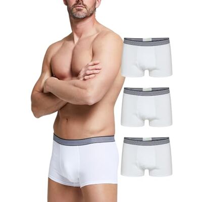 POMPEA 3 Pezzi Boxer Uomo in Cotone Elasticizzato, Mutande Uomo con Cinturino a Contrasto POMPEA 3 Pezzi Boxer Uomo in Cotone Elasticizzato, Mutande Uomo con Cinturino a Contrasto