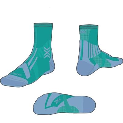X-Bionic X-Socks Calzini da uomo, taglia 39-41, Verde lago/blu tramonto, 39-41 X-Bionic X-Socks Calzini da uomo, taglia 39-41, Verde lago/blu tramonto, 39-41