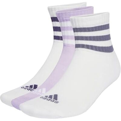 Adidas Unisex Adulto 3-Stripes Cushioned Sportswear Mid-Cut Socks 3 Pairs, White/White/Powder Plum, 13-14.5 Adidas Unisex Adulto 3-Stripes Cushioned Sportswear Mid-Cut Socks 3 Pairs, White/White/Powder Plum, 13-14.5