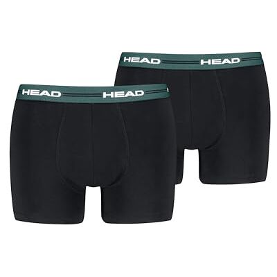 Head Men Elastic Boxer 2P, Nero/Verde, L Head Men Elastic Boxer 2P, Nero/Verde, L