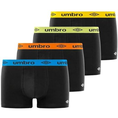 Umbro Mutande Boxer Uomo Cotone, Set da 4, Nero X4A (L) Umbro Mutande Boxer Uomo Cotone, Set da 4, Nero X4A (L)