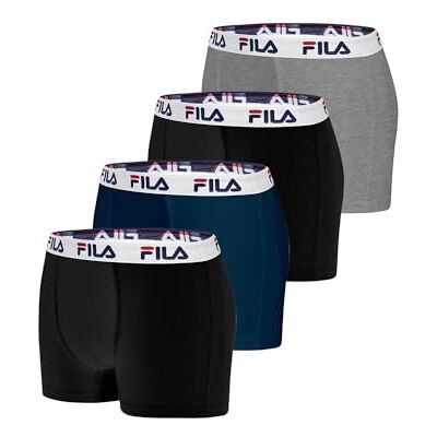 Fila Mutande Boxer Uomo Cotone, Set da 4, Grigio A1 (2XL) Fila Mutande Boxer Uomo Cotone, Set da 4, Grigio A1 (2XL)