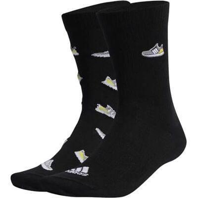 Adidas Run x Ultraboost Shoe Love Graphic Socks 2 Pairs, Calzini Unisex Adulto, Black/White, 42-45 Adidas Run x Ultraboost Shoe Love Graphic Socks 2 Pairs, Calzini Unisex Adulto, Black/White, 42-45