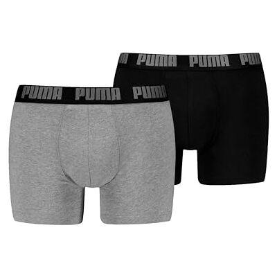 Puma Everyday Basic Boxer 2p, Biancheria Intima Uomo, Grey Melange/Black New, S Puma Everyday Basic Boxer 2p, Biancheria Intima Uomo, Grey Melange/Black New, S