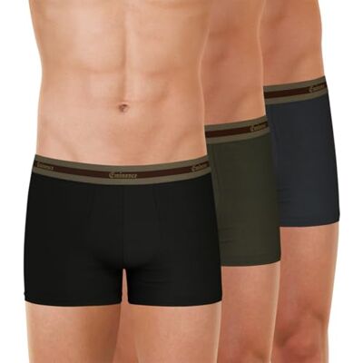 Eminence Set di 3 Boxer da Uomo in Cotone Biologico, Nero, XXL Eminence Set di 3 Boxer da Uomo in Cotone Biologico, Nero, XXL