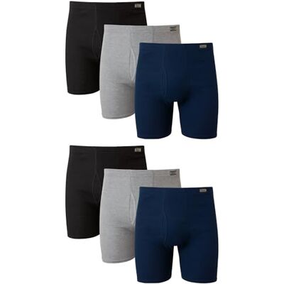 Hanes Men's Tagless Boxer Briefs, 6 Pack, Black/Concrete Heather, Small Hanes Men's Tagless Boxer Briefs, 6 Pack, Black/Concrete Heather, Small