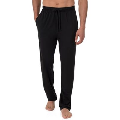 Fruit of the Loom Mens Signature Breathable Mesh Sleep Pants (Black, Large) Fruit of the Loom Mens Signature Breathable Mesh Sleep Pants (Black, Large)