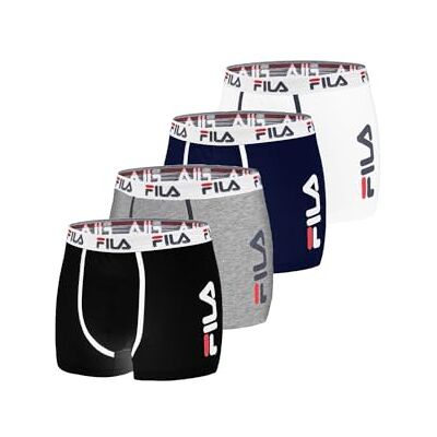 Fila Mutande Boxer Uomo Cotone, Set da 4, Grigio A (XL) Fila Mutande Boxer Uomo Cotone, Set da 4, Grigio A (XL)