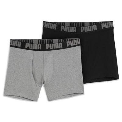 Puma Everyday Basic Boxer 2p, Biancheria Intima Uomo, Grey Melange/Black New, XL Puma Everyday Basic Boxer 2p, Biancheria Intima Uomo, Grey Melange/Black New, XL