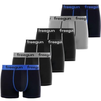 FREEGUN Mutande Boxer Uomo Cotone, Set da 6, Nero P2 (M) FREEGUN Mutande Boxer Uomo Cotone, Set da 6, Nero P2 (M)