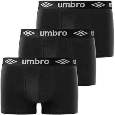 Umbro Mutande Boxer Uomo 100% Cotone, Set da 3, Nero N (M) Umbro Mutande Boxer Uomo 100% Cotone, Set da 3, Nero N (M)