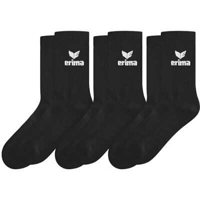 Erima Calzini Sportivi 3pack (2182504) Unisex Adulto, nero, 43-46 Erima Calzini Sportivi 3pack (2182504) Unisex Adulto, nero, 43-46