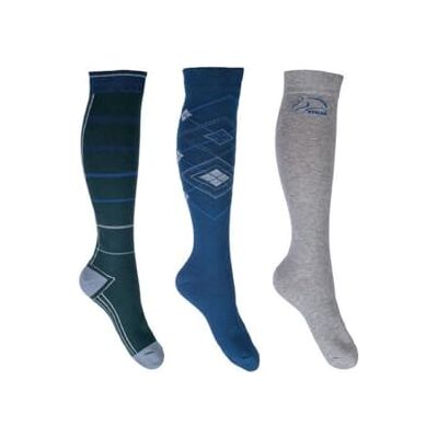 HKM Byron Calze al Ginocchio, Petrolio/Grigio, 35-38 Uomo HKM Byron Calze al Ginocchio, Petrolio/Grigio, 35-38 Uomo