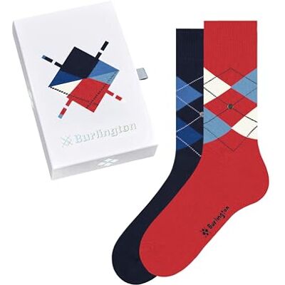 Burlington Basic Gift Box M So cotone fantasia lot de 2 paires, Calzini Uomo, Blu Sortiment 0059, 40-46 Burlington Basic Gift Box M So cotone fantasia lot de 2 paires, Calzini Uomo, Blu Sortiment 0059, 40-46