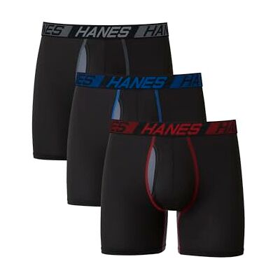 Hanes Total Support Pouch Men's Boxer Briefs Pack, Anti-Chafing, Moisture-Wicking Underwear with Cooling (Trunks Available), 3 Pack-Assorted Regular Leg, Small Hanes Total Support Pouch Men's Boxer Briefs Pack, Anti-Chafing, Moisture-Wicking Underwear with Cooling (Trunks Available), 3 Pack-Assorted Regular Leg, Small