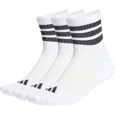 Adidas Unisex Adulto 3 Stripes Cushioned Sportswear Mid Cut Socks 3 Pair Pack, white/black/black, 40-42 Adidas Unisex Adulto 3 Stripes Cushioned Sportswear Mid Cut Socks 3 Pair Pack, white/black/black, 40-42