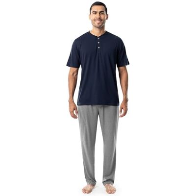 Fruit of the Loom Pigiama da Uomo, Blu Navy/Grigio mélange, 4XL Plus Fruit of the Loom Pigiama da Uomo, Blu Navy/Grigio mélange, 4XL Plus