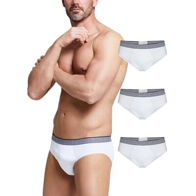 POMPEA 3 Pezzi Slip Uomo in Cotone Elasticizzato, Mutande Uomo con Cinturino a Contrasto POMPEA 3 Pezzi Slip Uomo in Cotone Elasticizzato, Mutande Uomo con Cinturino a Contrasto