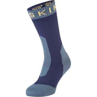 SEALSKINZ Calzino impermeabile per temperature estreme e fRossode, lunghezza media, Unisex Adulto, Calzini, 30, Blu navy/giallo., L SEALSKINZ Calzino impermeabile per temperature estreme e fRossode, lunghezza media, Unisex Adulto, Calzini, 30, Blu navy/giallo., L