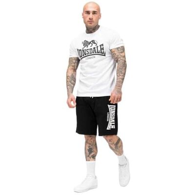 Lonsdale Maglietta da Uomo e Pantaloncini, vestibilità Normale, Mair, Bianco/Nero, S Lonsdale Maglietta da Uomo e Pantaloncini, vestibilità Normale, Mair, Bianco/Nero, S