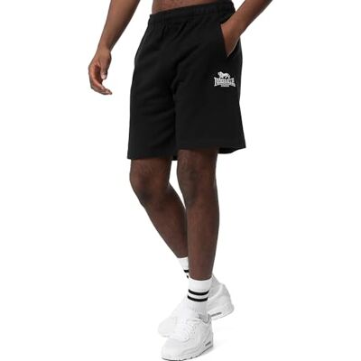 Lonsdale Pantaloncini da Uomo, vestibilità Normale, Dromore, Nero/Bianco, S Lonsdale Pantaloncini da Uomo, vestibilità Normale, Dromore, Nero/Bianco, S