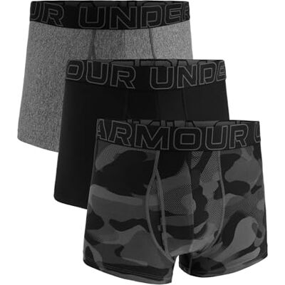 Under Armour Men's Performance Tech 3" 3 Pack Print/Solid Boxer Briefs Boxer Shorts Uomo Under Armour Men's Performance Tech 3" 3 Pack Print/Solid Boxer Briefs Boxer Shorts Uomo
