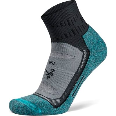 Balega Unisex Blister Resist Quarter Calzini da corsa, Grigio/Blu, X-Large, EU Dimensione 46-48.5 Balega Unisex Blister Resist Quarter Calzini da corsa, Grigio/Blu, X-Large, EU Dimensione 46-48.5